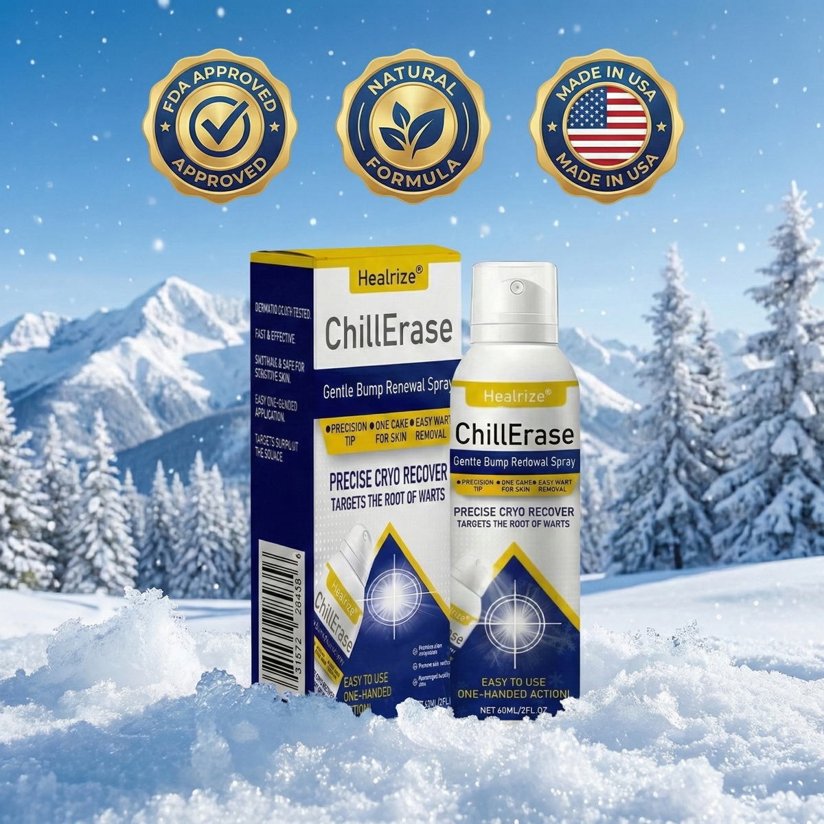 ❄️✅Healrize®ChillErase Gentle Bump Renewal Spray — Pain-Free, Acid-Free Gentle Wart Removal