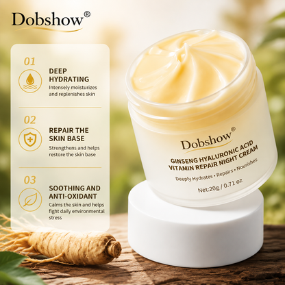 Dobshow®Ginseng & Hyaluronic Acid Night Cream – Hydrating Face Moisturizer with Vitamins for Overnight Nourishment