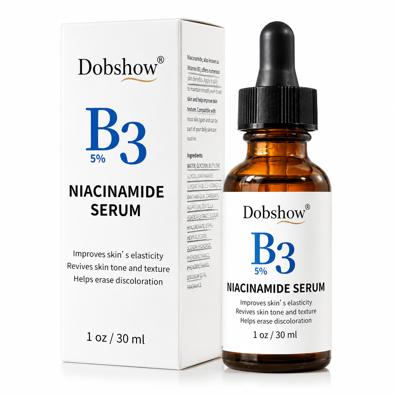 Dobshow®Multi-Action Serum with Niacinamide, Hyaluronic Acid & Vitamin C – Hydrating Face Essence for All Skin Types