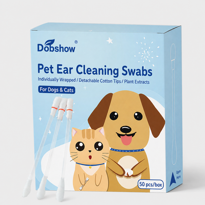 Dobshow® Individually Wrapped Pet Ear Care Swabs for Dogs & Cats - Anti-Itch & Odor Removal