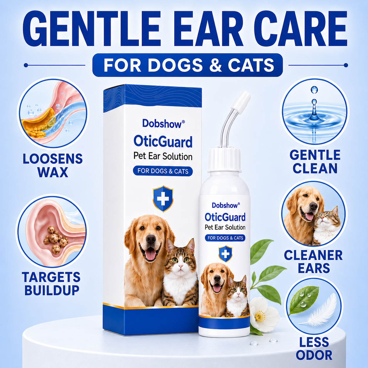 Dobshow® OticGuard Pet Ear Solution For Bacterial, Yeast & Ear Mite Care
